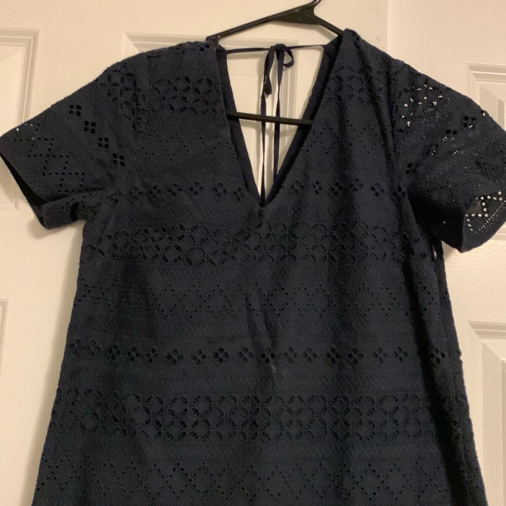 Madewell navy blue eyelet dress